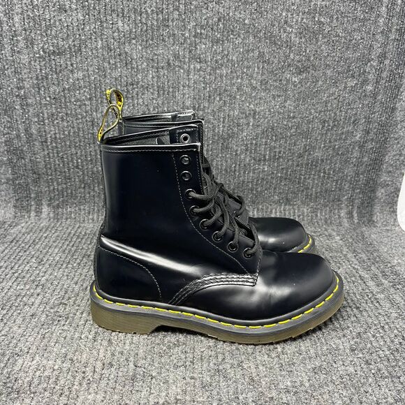 Dr. Marten 11821 8-Eye Combat Boots Black Smooth Leather Ankle Booties Women’s 6 - Picture 1 of 8